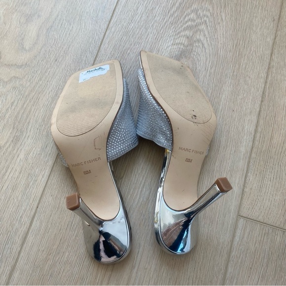 Marc Fisher Silver Sparkling Diamond Square Heels - Picture 6 of 6